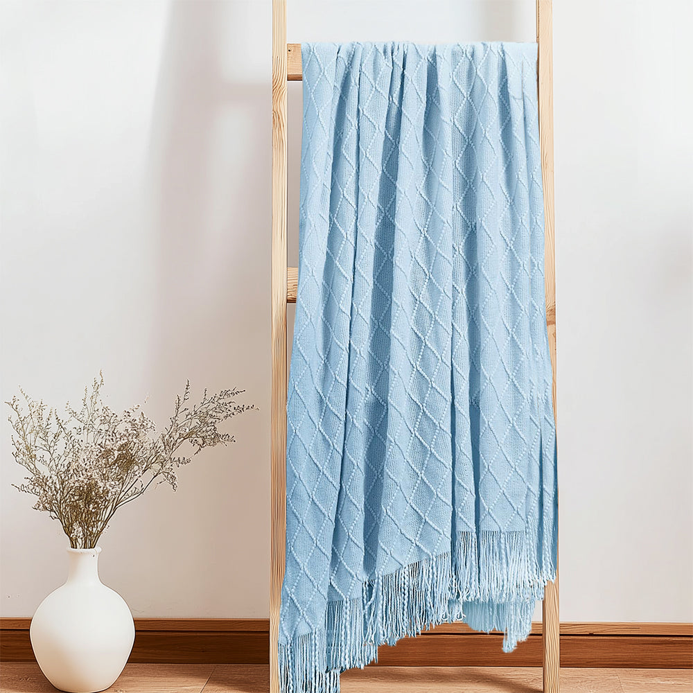 Knitted Throw Blanket With Tassels